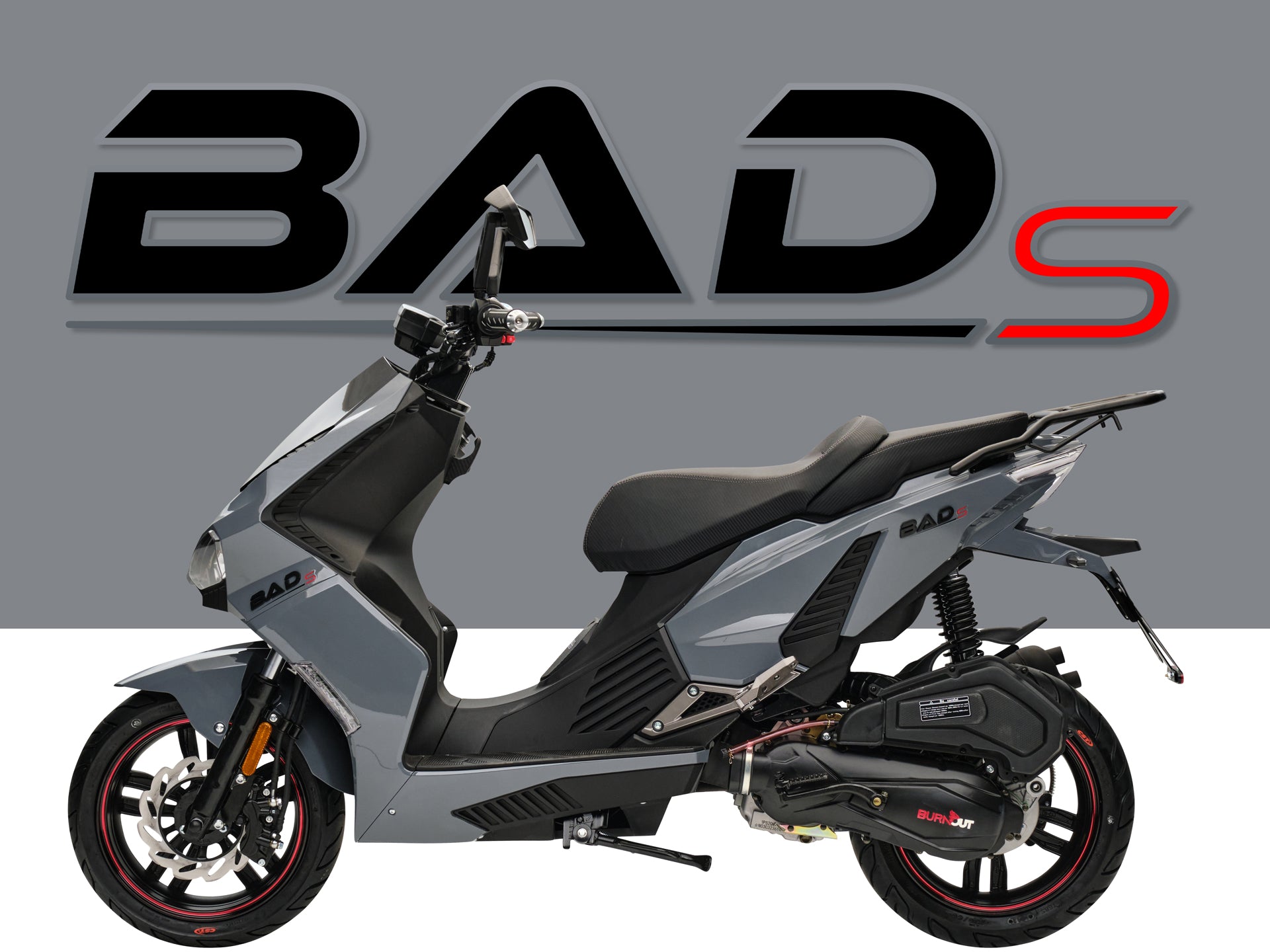 Burnout BAD s 50 ccm — Hauptansicht in Grau-Anthrazit.